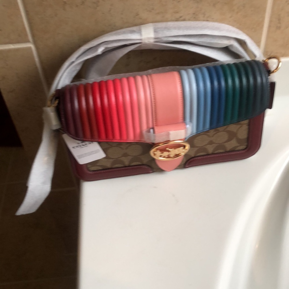 Beautiful multi-color & khaki Coach purse Brand New